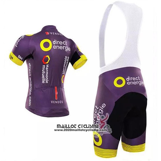 2018 Maillot Ciclismo Direct Energie Fuchsia et Jaune Manches Courtes et Cuissard